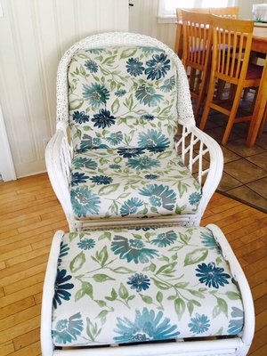 Bamboo chair reupholster with Sumbrella floral material