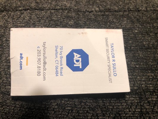 Business card of expensive ADT specialist