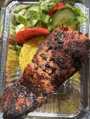 Blackened Salmon over Basmati Saffron Rice.