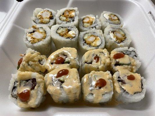 Spicy tuna, shrimp tempura