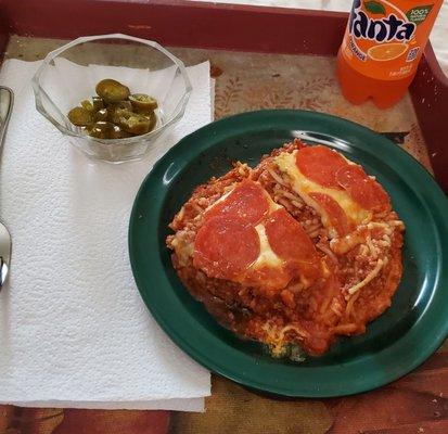 My kids made spaghetti casserole.