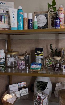 Spa amenities and essential toiletries provided for clients.