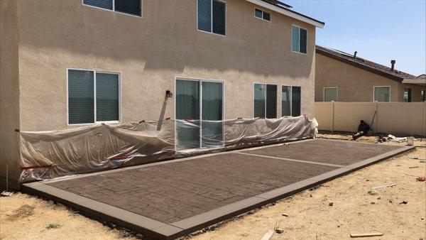 Stamped color concrete patio.