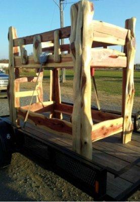 Cedar log bunk bed