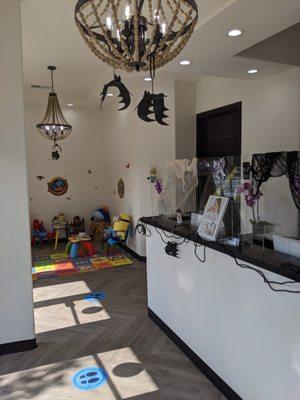 Reception area with Halloween Decorations