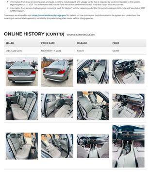 Pictures from when I bought the car online and online history was still posted on The website A month after I bought it