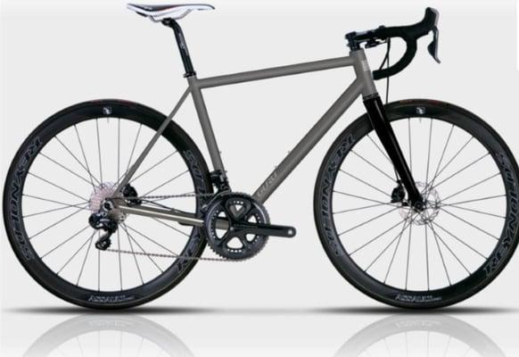 Guru Praemio ~ The ultimate titanium race bike, with disc brakes - tough and virtually impossible to fatigue.