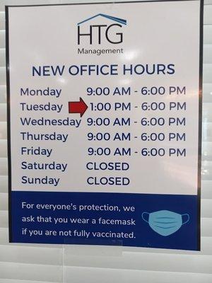 Official "inside" hours.