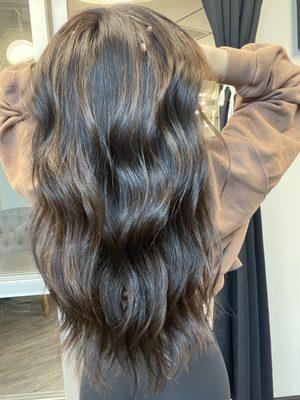 Brown balayage, blowdry style