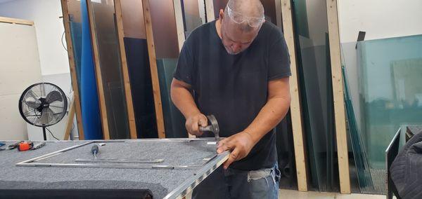 Joe making some custom screens