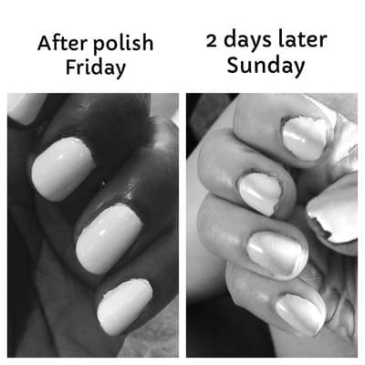 What kind of polish job is this?!? A pitiful one.