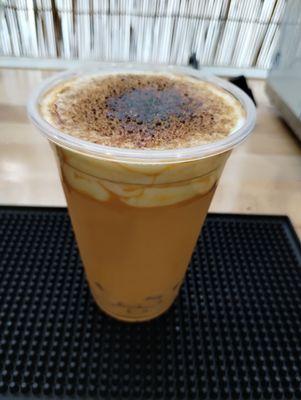 Thai tea with cheese creme brulee