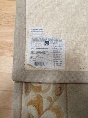 Runner Rug Label size 27"x 96"