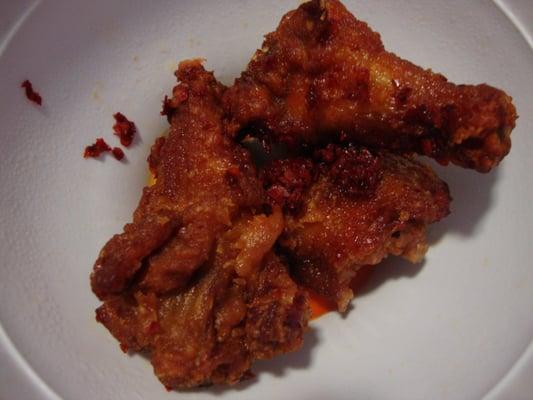 Some of the Spicy Fried Chicken Wings from New China Chef Take Out May 11th 2012.