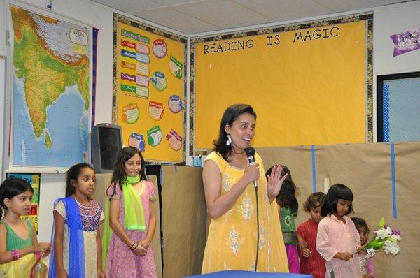 Camp Director Ms Meenakshi introducing the play