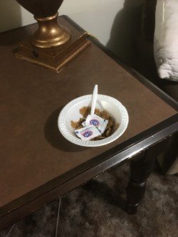 cereal left on table