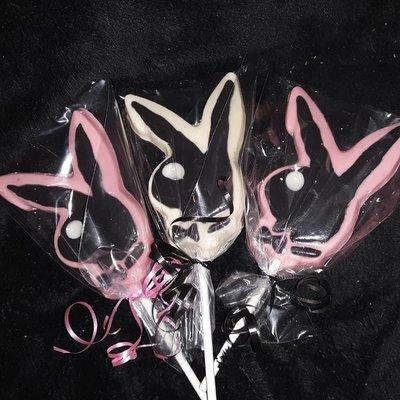 Playboy bunny chocolate lollipops