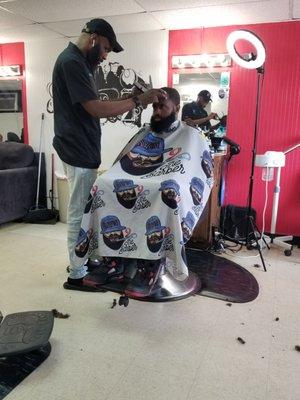 My baby getting his hair cut.