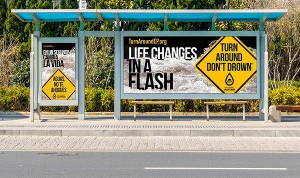 El Paso Water - Flood Awareness Campaign, Bus Benches and Shelters