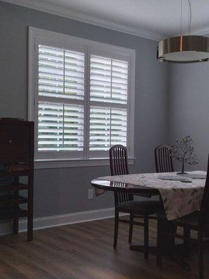 This is one of the 3-1/2" Vinyl Plantation Shutters which Coastal installed in our dining room.  Absolutely beautiful.   Thanks