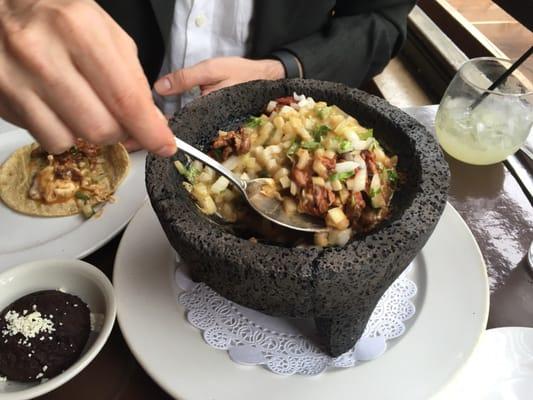 Molcajete with skirt steak! Might be the best Mexican dish I've ever had and I'm very picky.