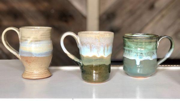 Our office is also home to our stoneware pottery studio. These are some of our coffee an tea cups.