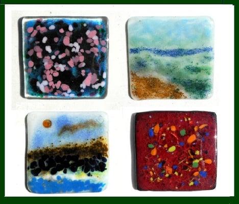 Samples for our "Art of Zen " class. We offer "Date" classes in kiln-worked glass, scheduled at your