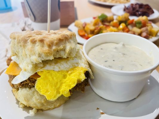 Five & Dime biscuit with sausage gravy