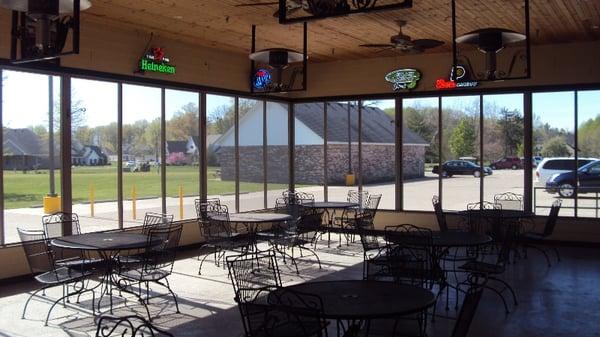 The Patio over looking the 1st tee at the DawgLeg Restaurant at Idle Creek.  Available for private rental!