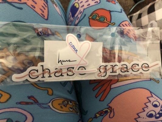 A chase grace sticker.