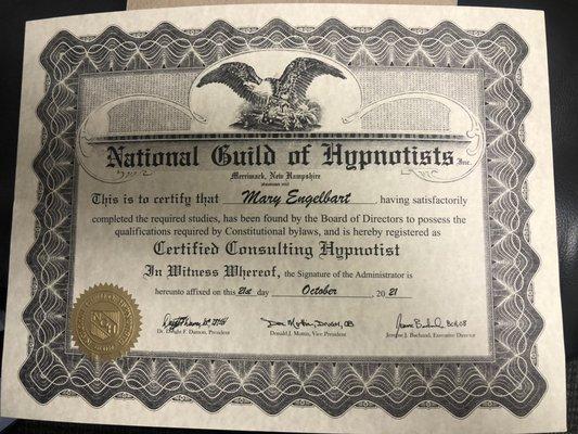 Hypnosis certification