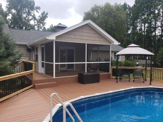 Trex decking and aluminum screened porch