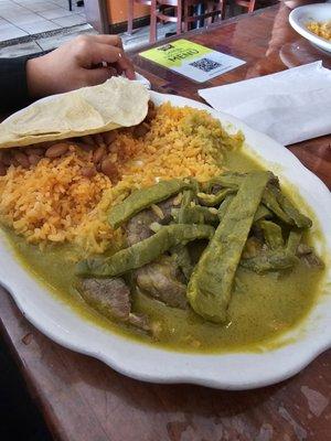 Steak with green sauce