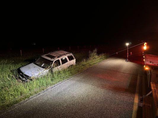 Night recovery in a ditch