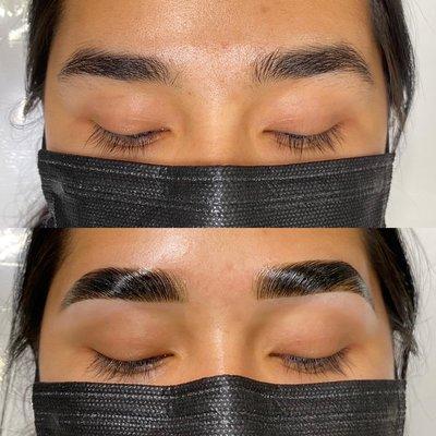 Brow lamination, tint & wax cleanup