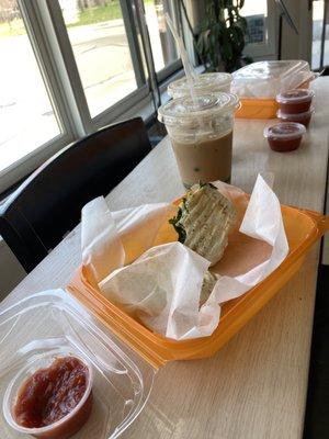 Vegan burrito and iced oat mocha!