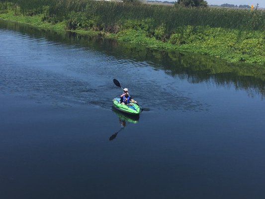 Kayaking down Seven Mile Slough - Owl Harbor Marina.