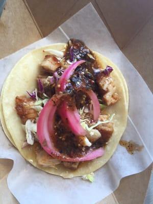 Pork belly taco.