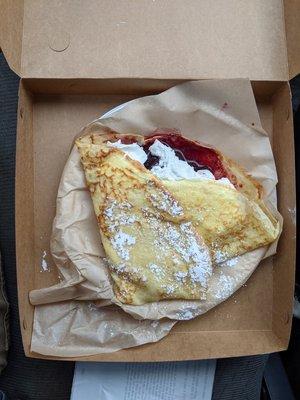 Marionberries and whipped cream crepe