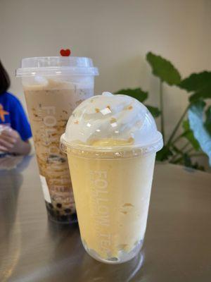 Brown sugar and mango yogurt boba slush