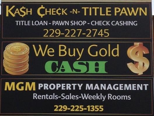 Title loans, Gold buying, Rental prperties