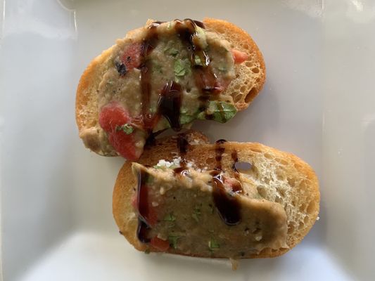 Eggplant and white bean bruschetta