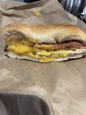 Taylor ham egg and cheese bagel