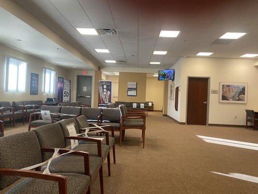 The Large Lobby with seat placed in Social Distancing. Nice to visit a Doctor's Office that takes Covid Protocols seriously