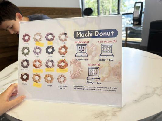 Donut menu, but they sometimes have others not listed!