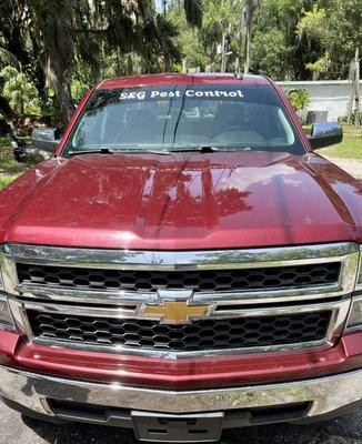 Getting the new truck stickered up.