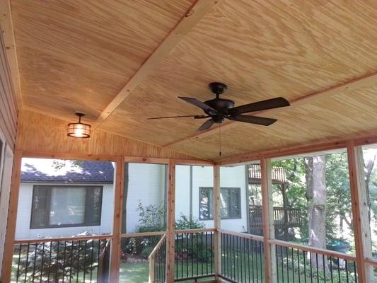 Inside a new screened in deck/porch.