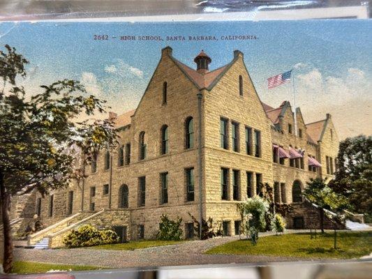 Vintage Postcard of long gone Santa Barbara High School