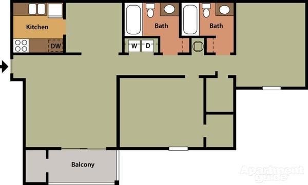 2 Bedroom 2 Bath Patio