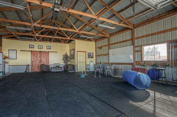 If the weather is bad or we need an indoor space, lets let's train inside the 30x 50 barn.